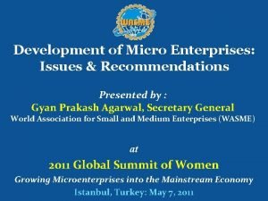 Development of Micro Enterprises Issues Recommendations Presented by