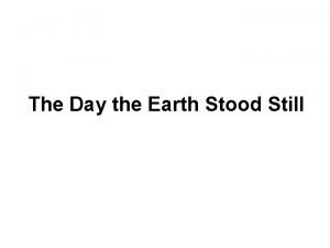 The Day the Earth Stood Still The Political