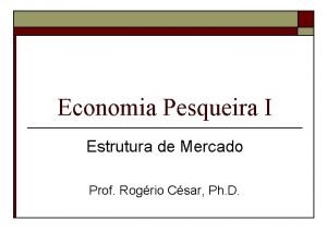 Economia Pesqueira I Estrutura de Mercado Prof Rogrio