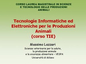 CORSO LAUREA MAGISTRALE IN SCIENZE E TECNOLOGIE DELLE