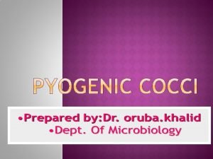 Lecture 1 Bacteriology Systemic Bacteriology Objective Pyogenic cocci