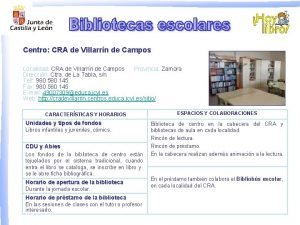 Centro CRA de Villarrn de Campos Localidad CRA
