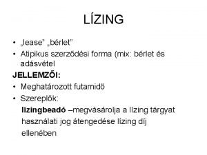 LZING lease brlet Atipikus szerzdsi forma mix brlet