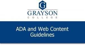 ADA and Web Content Guidelines Cascade Server Login