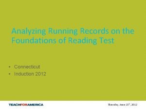 Analyzing running records