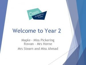 Welcome to Year 2 Maple Miss Pickering Rowan