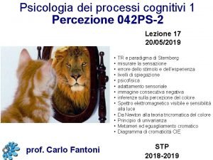 Psicologia dei processi cognitivi 1 Percezione 042 PS2