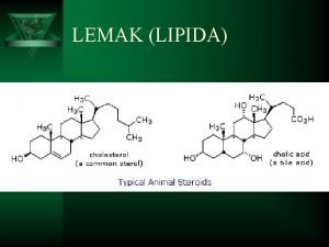LEMAK LIPIDA LEMAK LIPIDA Merupakan biomolekuldiperoleh melalui ekstraksi