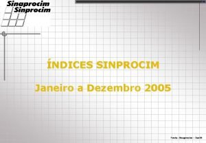 1 NDICES SINPROCIM Janeiro a Dezembro 2005 Fonte