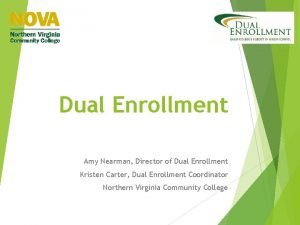 Dual Enrollment Amy Nearman Director of Dual Enrollment