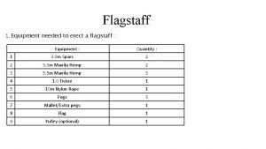 Flagstaff 1 Equipment needed to erect a flagstaff