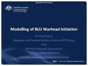 Approved for Public Release Modelling of BLU Warhead