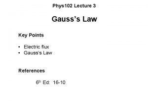 Phys 102 Lecture 3 Gausss Law Key Points