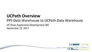 UCPath Overview PPS Data Warehouse to UCPath Data