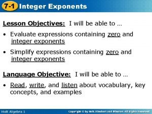 Integer exponents