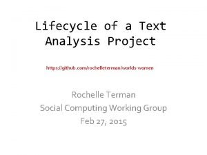 Lifecycle of a Text Analysis Project https github