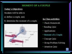 A couple is applied to the beam as shown. its moment equals