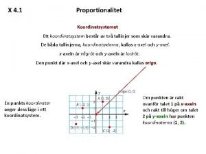 X 4 1 Proportionalitet Koordinatsystemet Ett koordinatsystem bestr