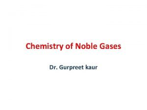 Chemistry of Noble Gases Dr Gurpreet kaur History