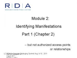 Module 2 Identifying Manifestations Part 1 Chapter 2
