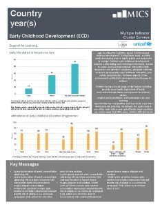 Country years Early Childhood Development ECD Support for