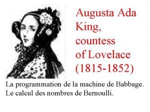Augusta Ada King countess of Lovelace 1815 1852