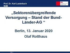 Prof Dr Karl Lauterbach Md B Sektorenbergreifende Versorgung