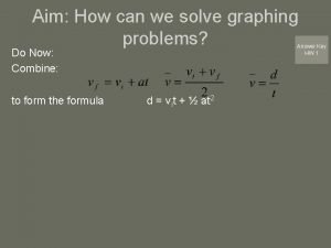 Aim How can we solve graphing problems Answer