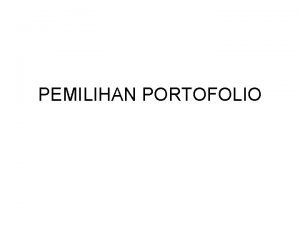 Pemilihan portofolio