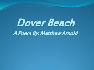 Personification in dover beach