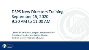 DSPS New Directors Training September 15 2020 9
