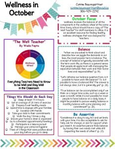 Wellness in October The Well Teacher By Wade
