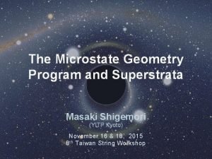 The Microstate Geometry Program and Superstrata Masaki Shigemori