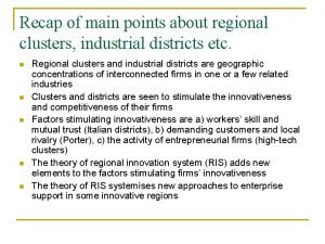 Regional clusters