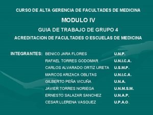CURSO DE ALTA GERENCIA DE FACULTADES DE MEDICINA