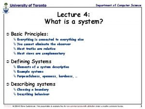 University of Toronto Department of Computer Science Lecture