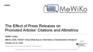 The Effect of Press Releases on Promoted Articles