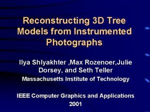Reconstructing 3 D Tree Models from Instrumented Photographs