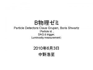 B Particle Detectors Claus Grupen Boris Shwartz Particle