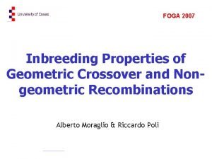 FOGA 2007 Inbreeding Properties of Geometric Crossover and