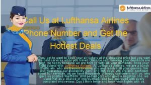 Call Us at Lufthansa Airlines Phone Number and