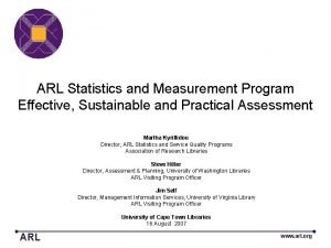 ARL Statistics and Measurement Program Effective Sustainable and