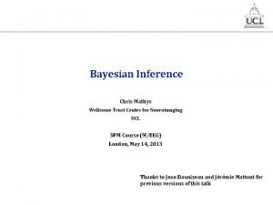 Bayesian Inference Chris Mathys Wellcome Trust Centre for