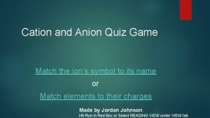 Anion game