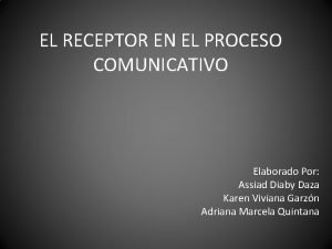 EL RECEPTOR EN EL PROCESO COMUNICATIVO Elaborado Por