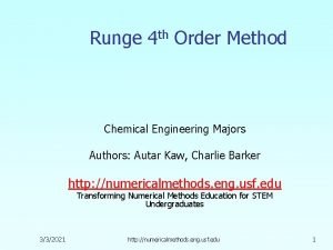 Runge 4 th Order Method Chemical Engineering Majors