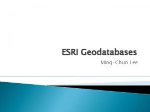 ESRI Geodatabases MingChun Lee Terminology dataset data layer