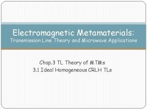 Electromagnetic Metamaterials Transmission Line Theory and Microwave Applications