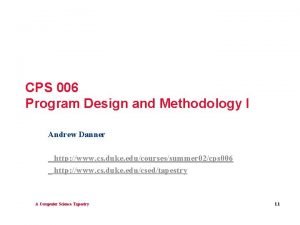 Program design methodology Program design methodology