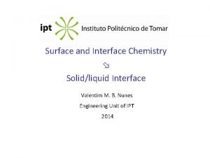 Surface and Interface Chemistry Solidliquid Interface Valentim M